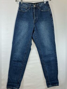RIOT High Rise Mom Jeans Medium Wash Tapered Leg Size 8